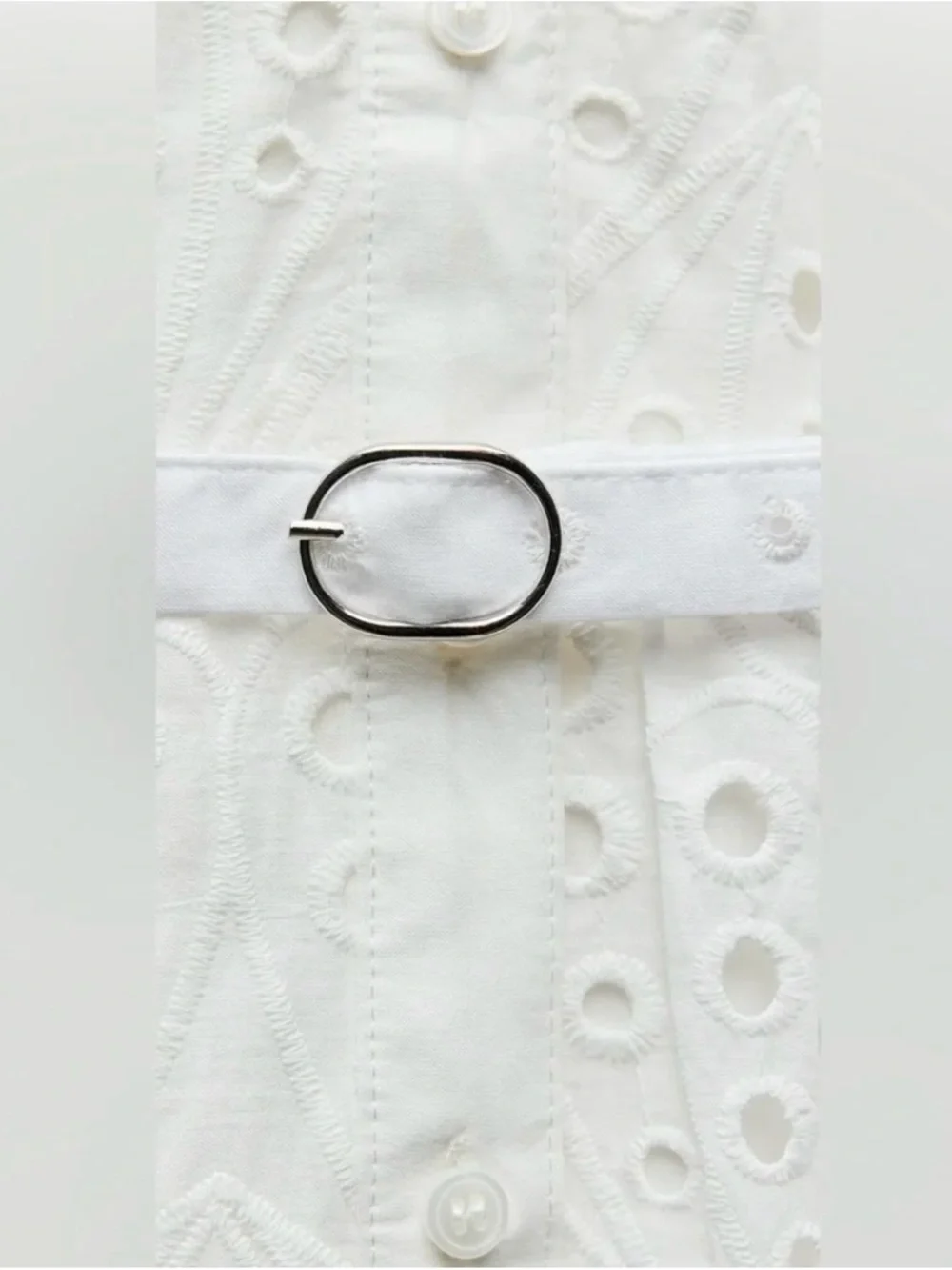 Zara ZW Collection Embroidered Eyelet Mini Dress NWT Size M White - Picture 8 of 13